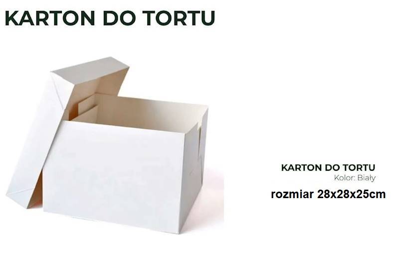 PUDEŁKO TORTOWE BIAŁE 28x28x25 GÓRA DÓŁ 1szt OP25