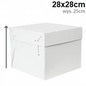 PUDEŁKO TORTOWE BIAŁE 28x28x25 GÓRA DÓŁ 1szt OP25