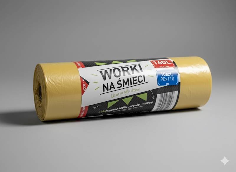 WORKI NA ŚMIECI ŻÓŁTE 160L 90/110 Rolka=10szt