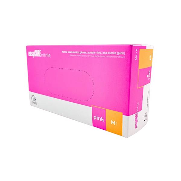 Rękawice nitrylowe easyCARE różowe roz, M 100
