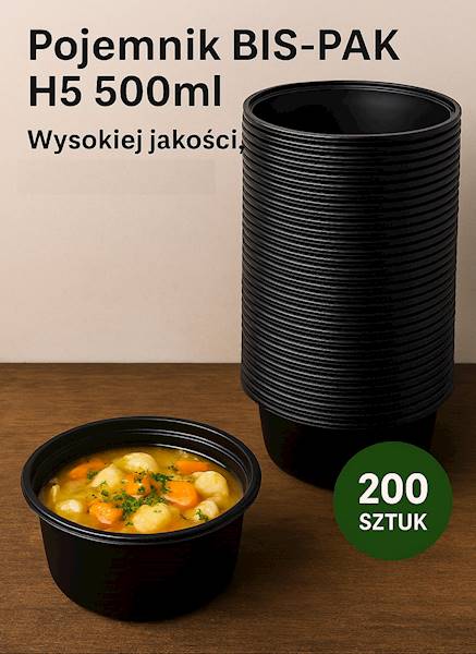 POJEMNIK ZUPA GRUBA czarna H5-BIS 500ml 200szt