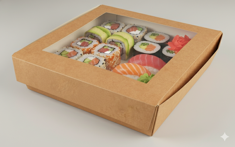 Pudełko sushi box z oknem 21x16X4,5 40szt