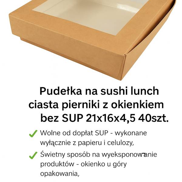 Pudełko sushi box z oknem 21x16X4,5 40szt