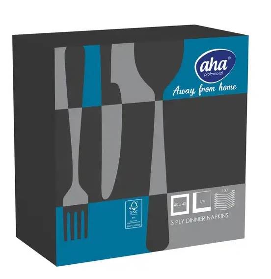 SERWETKA 3-WARSTWOWA AHA CZARNA 40/40cm 100SZT