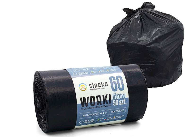 WORKI NA ŚMIECI 60L CZARNE sipeko R=50szt