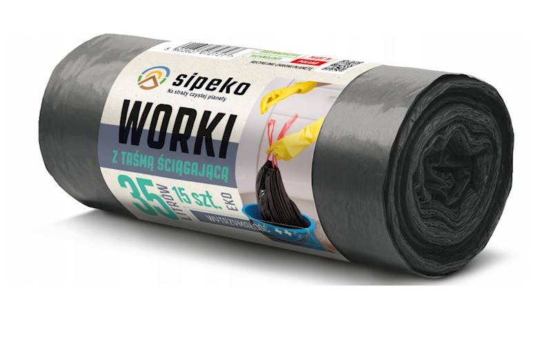 WORKI NA ŚMIECI 35L Z TAŚMĄ sipeko CZARNE 15szt