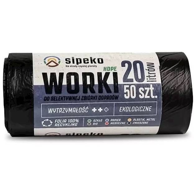 WORKI NA ŚMIECI SIPEKO UNIWERSALNE MOCNE 20L 50SZT