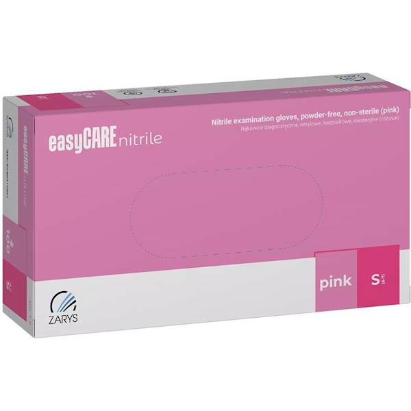 Rękawice nitrylowe easyCARE różowe roz, S 100 