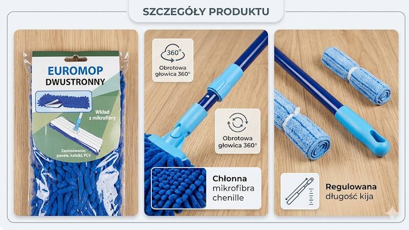 Euromop DWUSTRONNY z kijem teleskopowym komplet