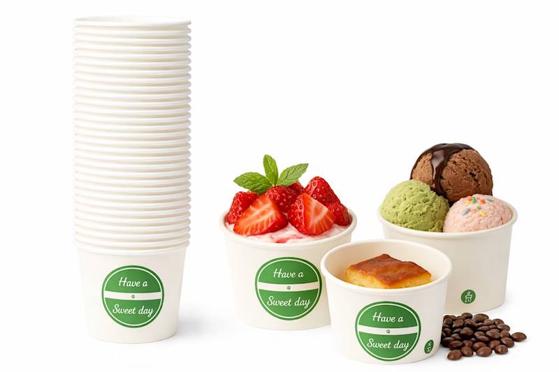 Miseczki na lody 100% papier biały 350ml 45szt K15