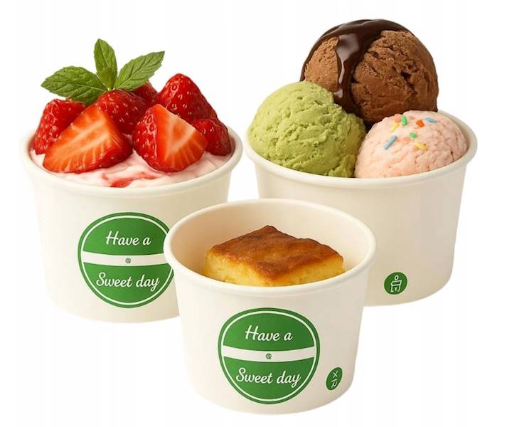 Miseczki na lody 100% papier biały 350ml 45szt K15