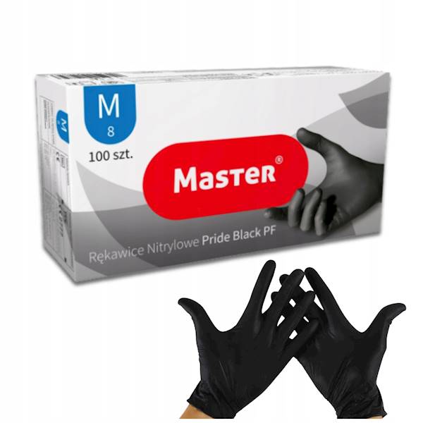 Rękawice nitrylowe Master czarne M 100szt