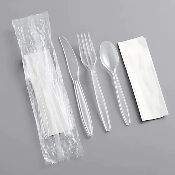 KOMPLET HIGIENICZNY SZTUĆCY przezroczyste N+W+Ł+S