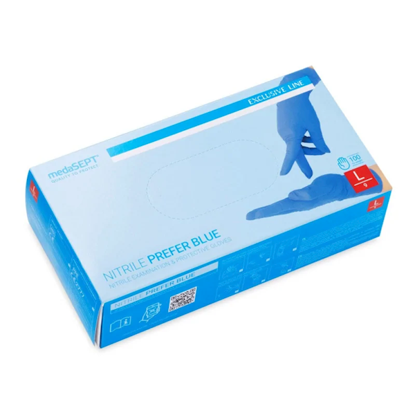 Rękawiczki nitrylowe MedaSept niebieskie roz.L 100