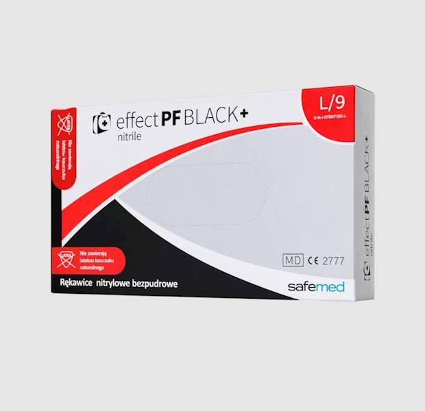 RĘKAWICZKI NiTRYLOWE CZARNE Effect Black+ L 100szt