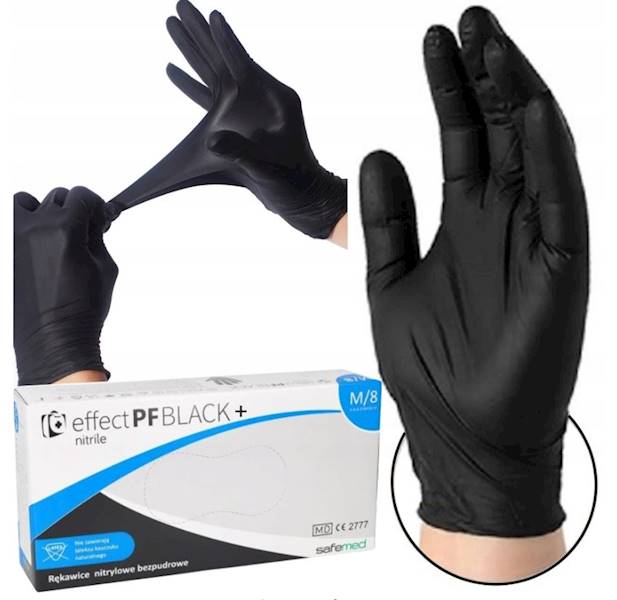 RĘKAWICZKI NiTRYLOWE CZARNE Effect Black+ M 100szt