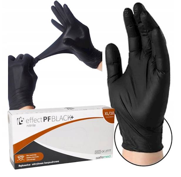 RĘKAWICZKI NiTRYLOWE CZARNE Effect Black XL 100szt