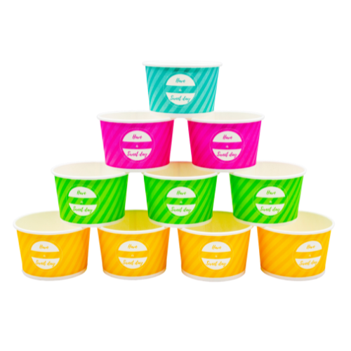 Miseczki na lody 100% papier MIX 160ml 50szt K16