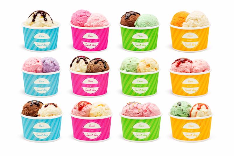 Miseczki na lody 100% papier MIX 160ml 50szt K16