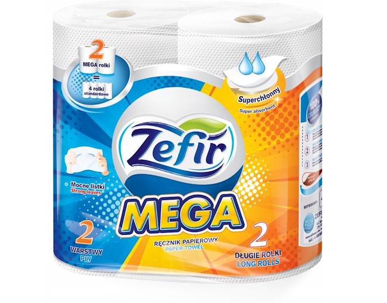 Ręcznik kuchenny Zefir Mega 2w 20mb 2 rolki