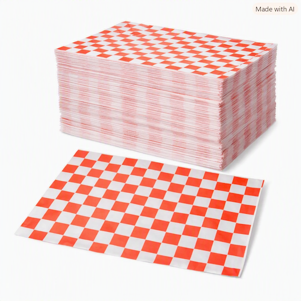 Papier powlekany kratka czerwona 22+8PE 30/40cm