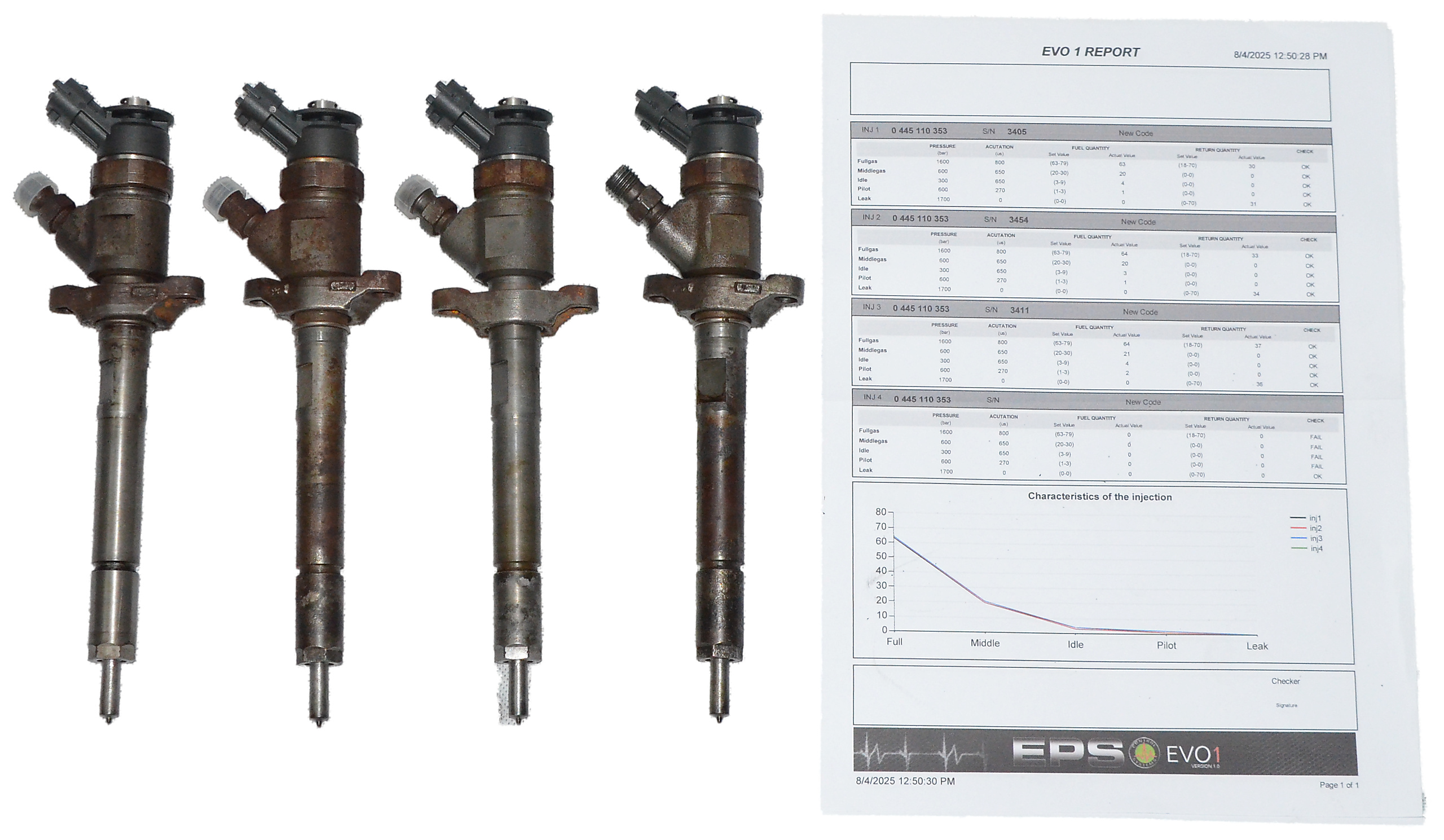 Wtryski Ford Focus II Focus C-Max 1.6 TDCi 0445110353 9M5Q-9F593-AA KOMPLET