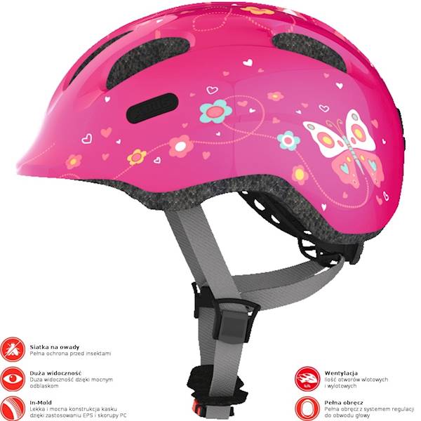 Kask rowerowy ABUS Smiley 2.0 Pink Butterfly S