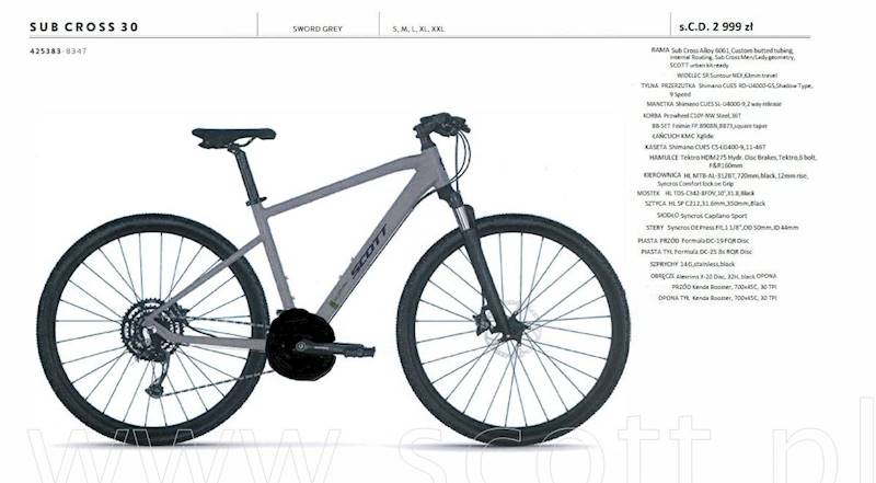 Rower Scott Sub Cross 30 sword grey L  4253838347010