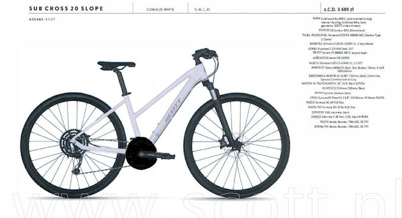 Rower Scott Sub Cross 20 Slope cumulus white S 4253828087006