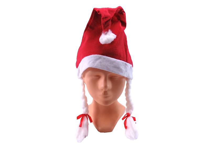 Czapka mikołajki z warkoczami/600