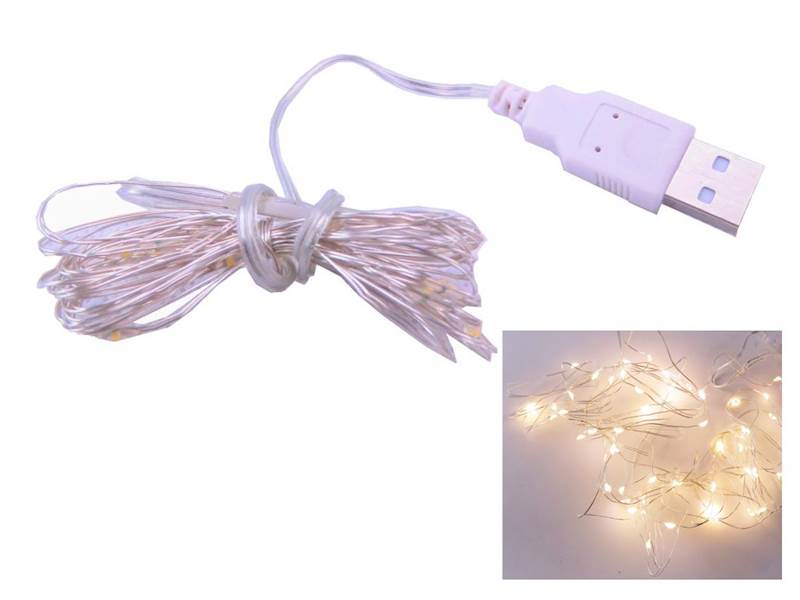 Sznur świecący led ciepły 10m usb/500