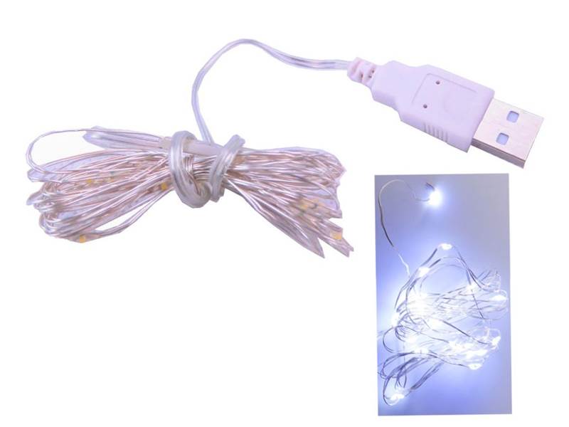 Sznur świecący led zimny 10m usb/500