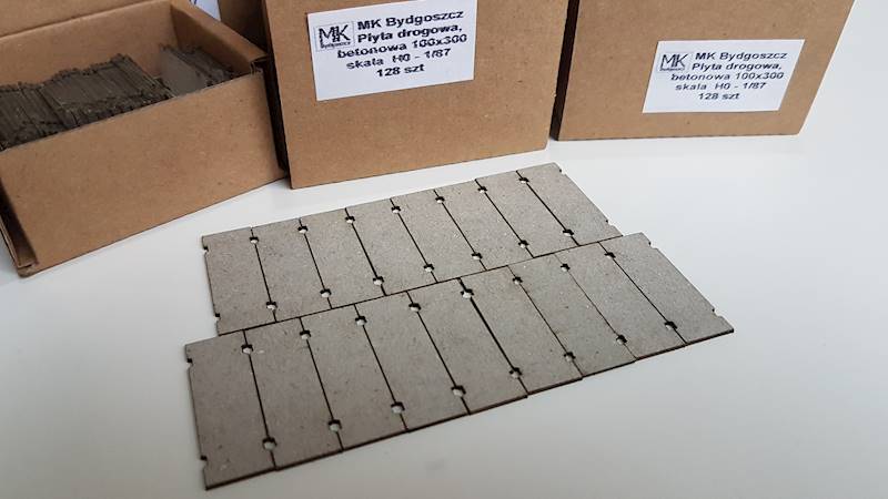 Płyta drogowa betonowa 100x300 skala H0 128 sztuk