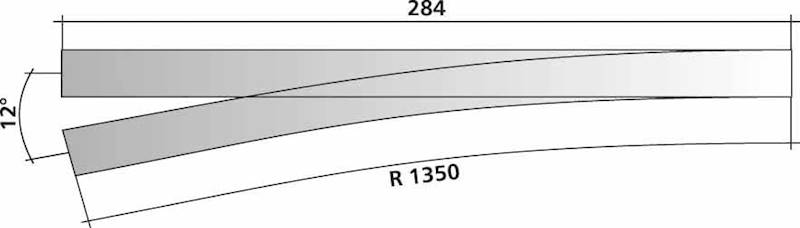 Rozjazd EW3 9/12 (za 85352) skala H0 Tillig 85354