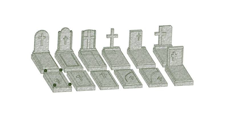 Nagrobki cmentarne 10szt + 2szt gratis 1/87 H0 MKB