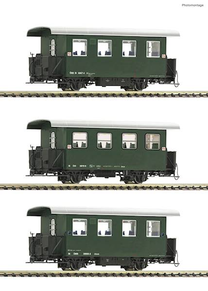 Set 3 wagonów pasażerskich H0e OBB  Roco 6240001