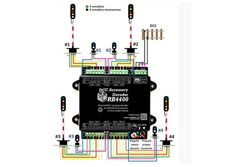 DCC Dekoder akcesoriów Railbox RB4400