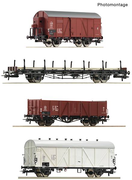 Set 4 wagonów towarowych PKP IV H0 Roco 6600101