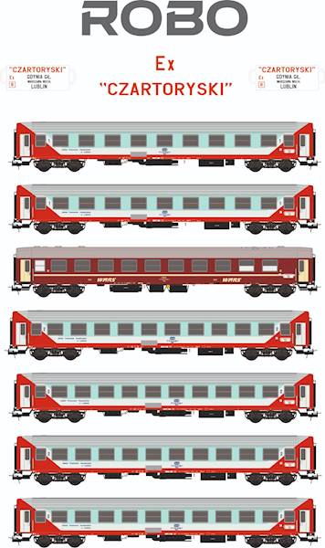EX CZARTORYSKI, zestaw 7 wagonów  ROBO 200701 H0