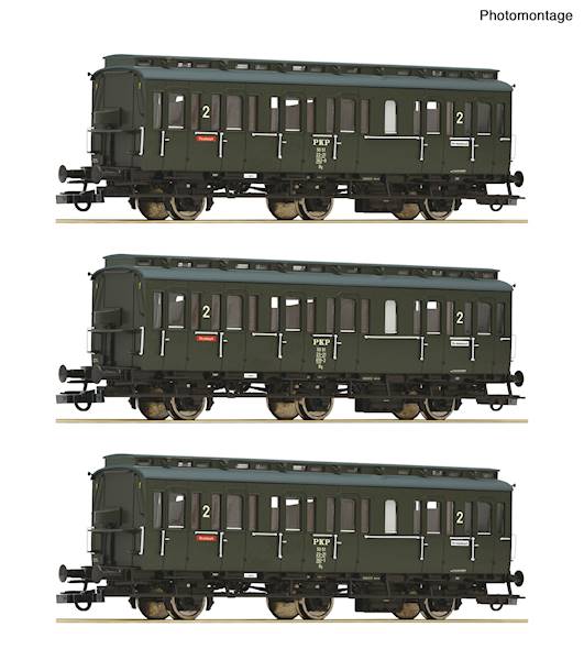 Zestaw 3 wagonów os.boczniaków 2kl H0 Roco 6200100