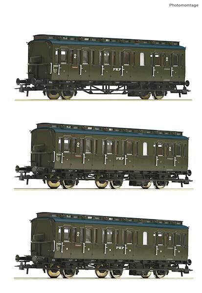 Zestaw 3 wagonów os.boczniaków 2 kl.H0 Roco 74020