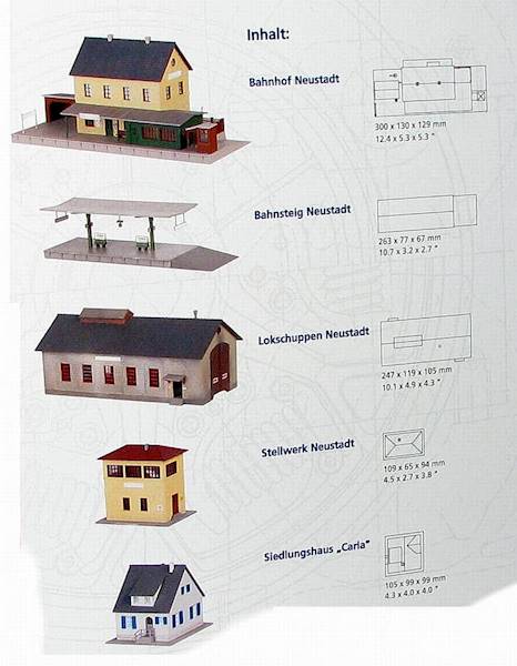 Zestaw 5 budynków dworzec H0 1:87 PIKO 61923