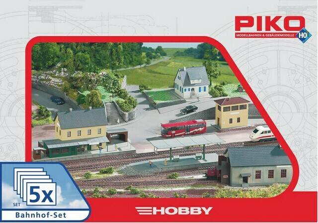 Zestaw 5 budynków dworzec H0 1:87 PIKO 61923