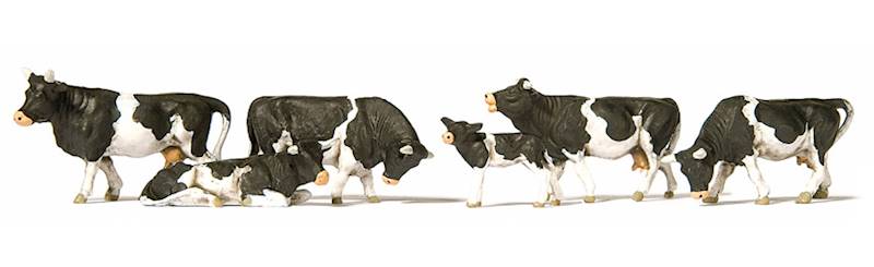 10145 Preiser Krowy czarne łaciate H0