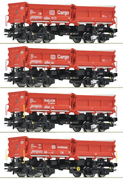 ROCO 6600202 Zestaw 4 Wagony wywrotki DB AG H0