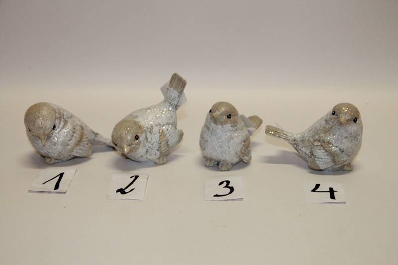 PTASZKI CER. 10,*6*7 CM  SZARE BROKACONE