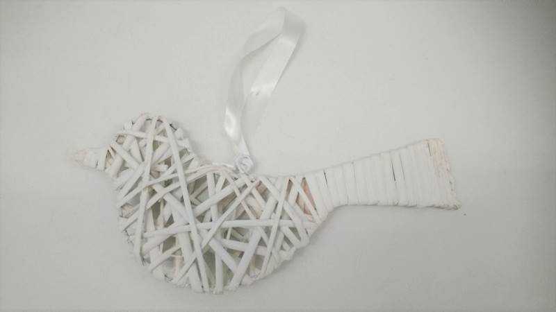 PTAK RATTAN BIAŁY 25 CM