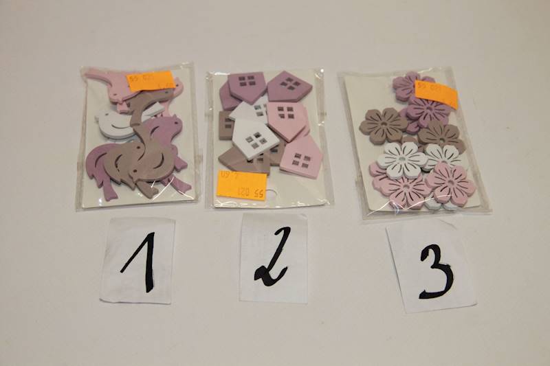 PRZYKLEJKI DREWNIANE MIX PASTEL KPL 12 SZT.
