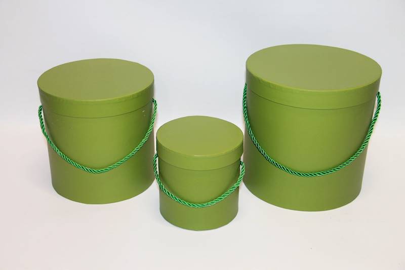 FLOWERBOX S/3 20/18/13 CM DK.OLIVE GREEN