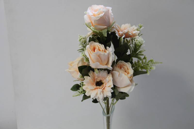 BUKIET RÓŻA GERBERA X 9 • ,;: LT.PEACH